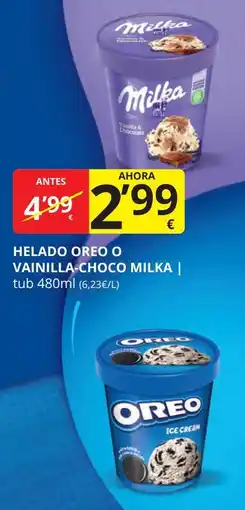 Supermercados MAS MILKA Helado oreo o vainilla-choco oferta