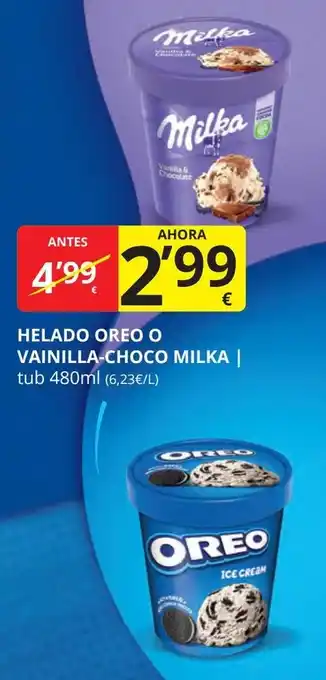 Supermercados MAS MILKA Helado oreo o vainilla-choco oferta