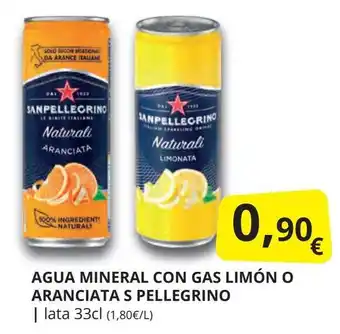 Supermercados MAS SAN PELLEGRINO Agua mineral con gas limón o aranciata oferta