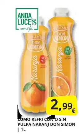 Supermercados MAS DON SIMON Zumo refri conto sin pulpa naranj oferta