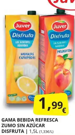 Supermercados MAS JUVER Gama bebida refresca zumo sin azúcar disfruta oferta