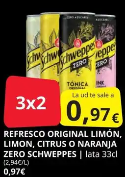 Supermercados MAS SCHWEPPES Refresco original limón, limon, citrus o naranja zero oferta