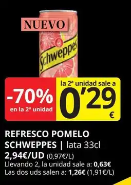Supermercados MAS SCHWEPPES Refresco pomelo oferta