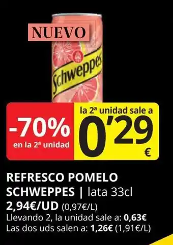 Supermercados MAS SCHWEPPES Refresco pomelo oferta