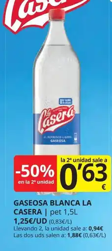 Supermercados MAS LA CASERA Gaseosa blanca oferta