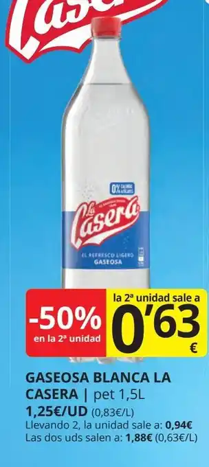 Supermercados MAS LA CASERA Gaseosa blanca oferta
