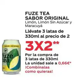 Supermercados MAS FUZE TEA Sabor original limón, limón sin azúcar y maracuyá oferta