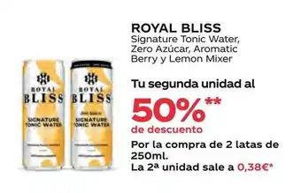 Supermercados MAS ROYAL BLISS Signature Tonic Water, Zero Azúcar, Aromatic Berry y Lemon Mixer oferta