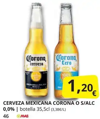 Supermercados MAS CORONA Cerveza mexicana o s/alc oferta