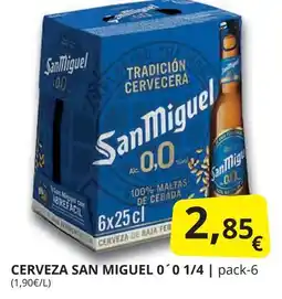 Supermercados MAS SAN MIGUEL Cerveza 0 0 1/4 oferta