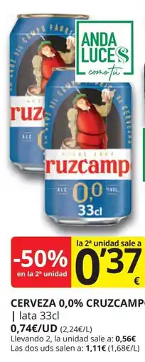 Supermercados MAS CRUZCAMPO Cerveza 0,0% oferta