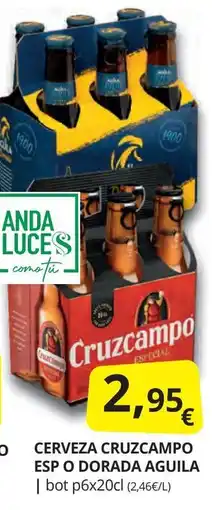 Supermercados MAS CRUZCAMPO Cerveza esp o dorada aguila oferta