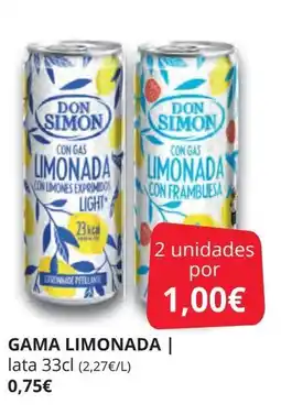 Supermercados MAS DON SIMON Gama limonada oferta