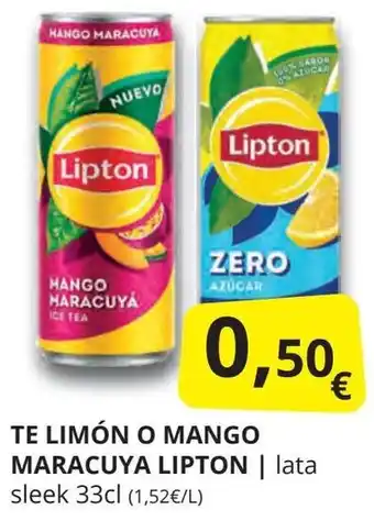 Supermercados MAS LIPTON Te limón o mango maracuya oferta
