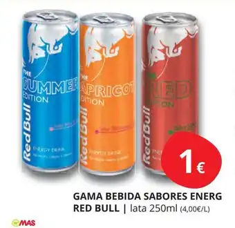 Supermercados MAS RED BULL Gama bebida sabores energ oferta
