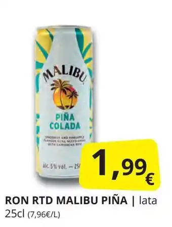Supermercados MAS MALIBU Ron rtd piña oferta