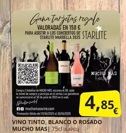 Supermercados MAS Vino tinto, blanco o rosado mucho mas oferta