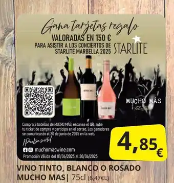 Supermercados MAS Vino tinto, blanco o rosado mucho mas oferta