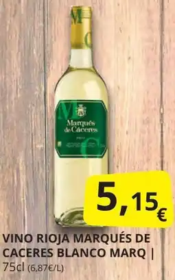 Supermercados MAS MARQUÉS DE CACERES Vino rioja blanco marq oferta