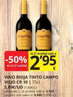 Supermercados MAS CAMPO VIEJO Vino rioja tinto cr 10 oferta