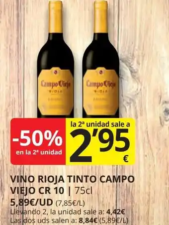 Supermercados MAS CAMPO VIEJO Vino rioja tinto cr 10 oferta