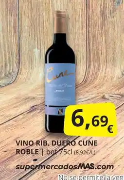 Supermercados MAS CUNE Vino rib. duero roble oferta