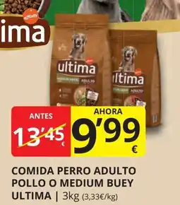Supermercados MAS ULTIMA Comida perro adulto pollo o medium buey oferta