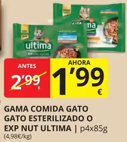Supermercados MAS ULTIMA Gama comida gato gato esterilizado o exp nut oferta