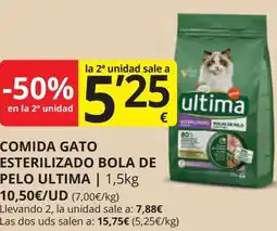Supermercados MAS ULTIMA Comida gato esterilizado bola de pelo oferta