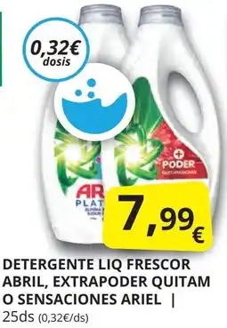 Supermercados MAS ARIEL Detergente liq frescor abril, extrapoder quitam o sensaciones oferta