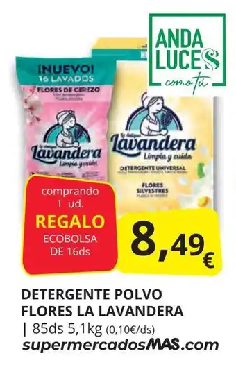 Supermercados MAS LA LAVANDERA Detergente polvo flores oferta