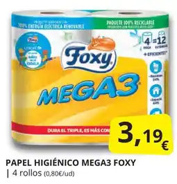 Supermercados MAS FOXY Papel higiénico mega3 oferta