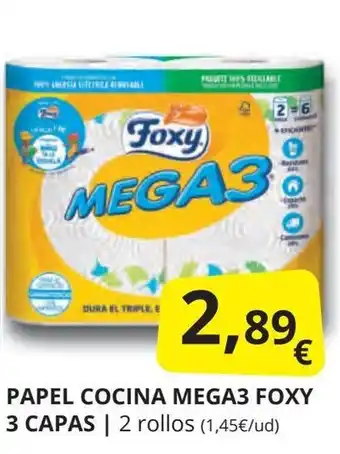 Supermercados MAS FOXY Papel cocina mega3 3 capas oferta