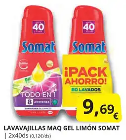 Supermercados MAS SOMAT Lavavajillas maq gel limón oferta