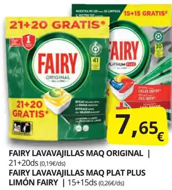 Supermercados MAS FAIRY Lavavajillas maq original fairy lavavajillas maq plat plus limón oferta