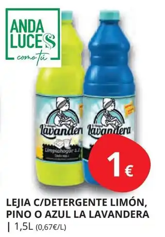 Supermercados MAS LA LAVANDERA Lejia c/detergente limón, pino o azul oferta