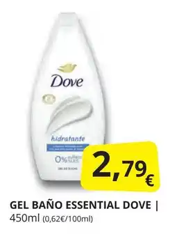 Supermercados MAS DOVE Gel baño essential oferta