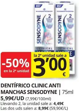 Supermercados MAS SENSODYNE Dentífrico clinic anti manchas oferta