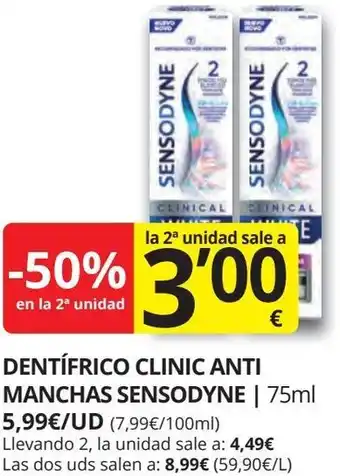 Supermercados MAS SENSODYNE Dentífrico clinic anti manchas oferta