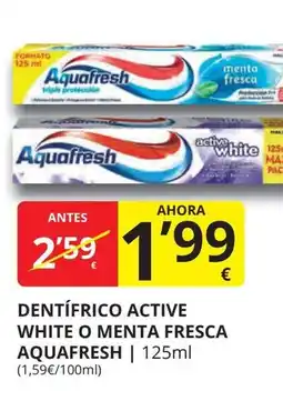 Supermercados MAS AQUAFRESH Dentífrico active white o menta fresca oferta