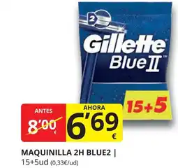 Supermercados MAS GILLETTE Maquinilla 2h blue2 oferta
