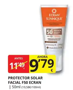 Supermercados MAS ECRAN Protector solar facial f50 oferta