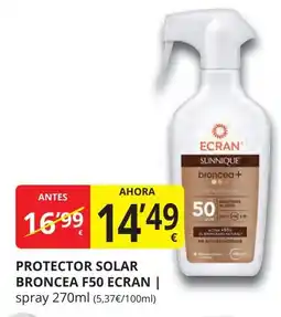 Supermercados MAS ECRAN Protector solar broncea f50 oferta