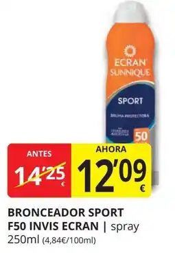 Supermercados MAS ECRAN Bronceador sport f50 invis oferta