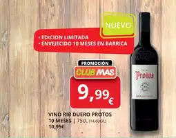 Supermercados MAS PROTOS Vino rib duero 10 meses oferta