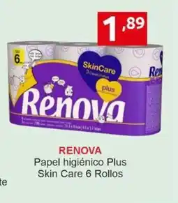 Supermercados Extremadura RENOVA Papel higiénico Plus Skin Care 6 Rollos oferta