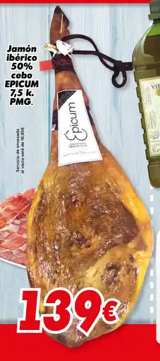 Supermercados Piedra EPICUM Jamón ibérico 50% cebo oferta