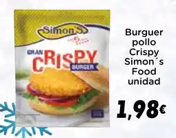 Supermercados Piedra Burguer pollo Simon's Food oferta