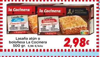 Supermercados Piedra LA COCINERA Lasaña atún o boloñesa oferta