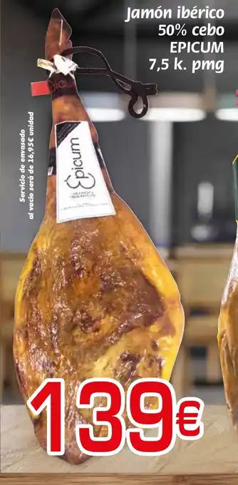 Supermercados Piedra EPICUM Jamón ibérico 50% cebo oferta